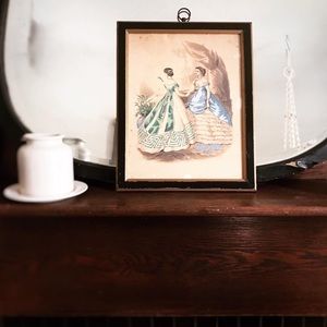 Antique Framed 1800’s Hand Colored Fashion Print